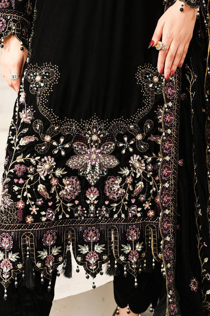 Raeesa Premium | Sheen Luxury Velvet | Noir XL Black Velvet