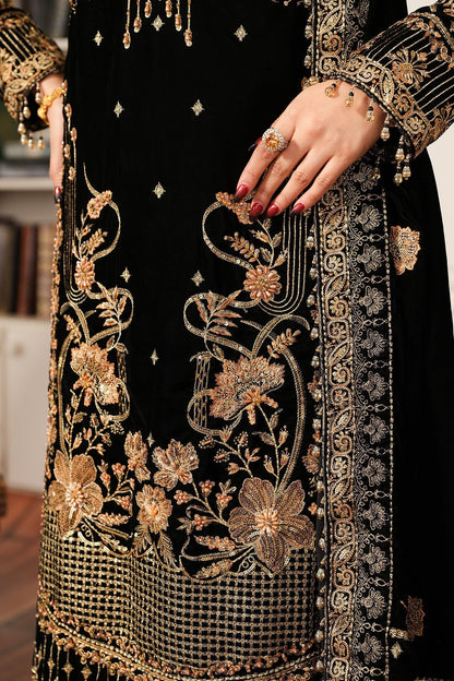 Raeesa Premium | Sheen Luxury Velvet | Naz L Black Velvet