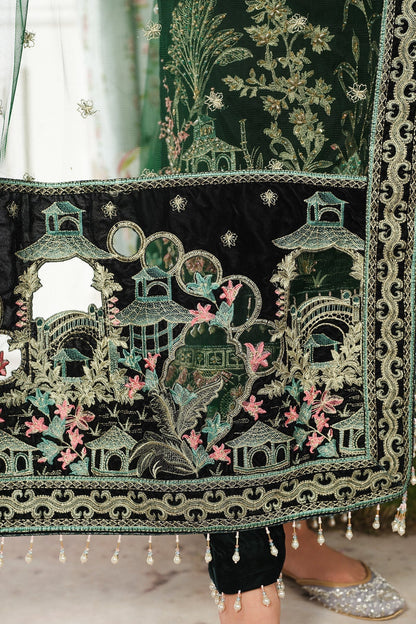 Raeesa Premium | Sheen Luxury Velvet | Talia L Bottle Green Velvet