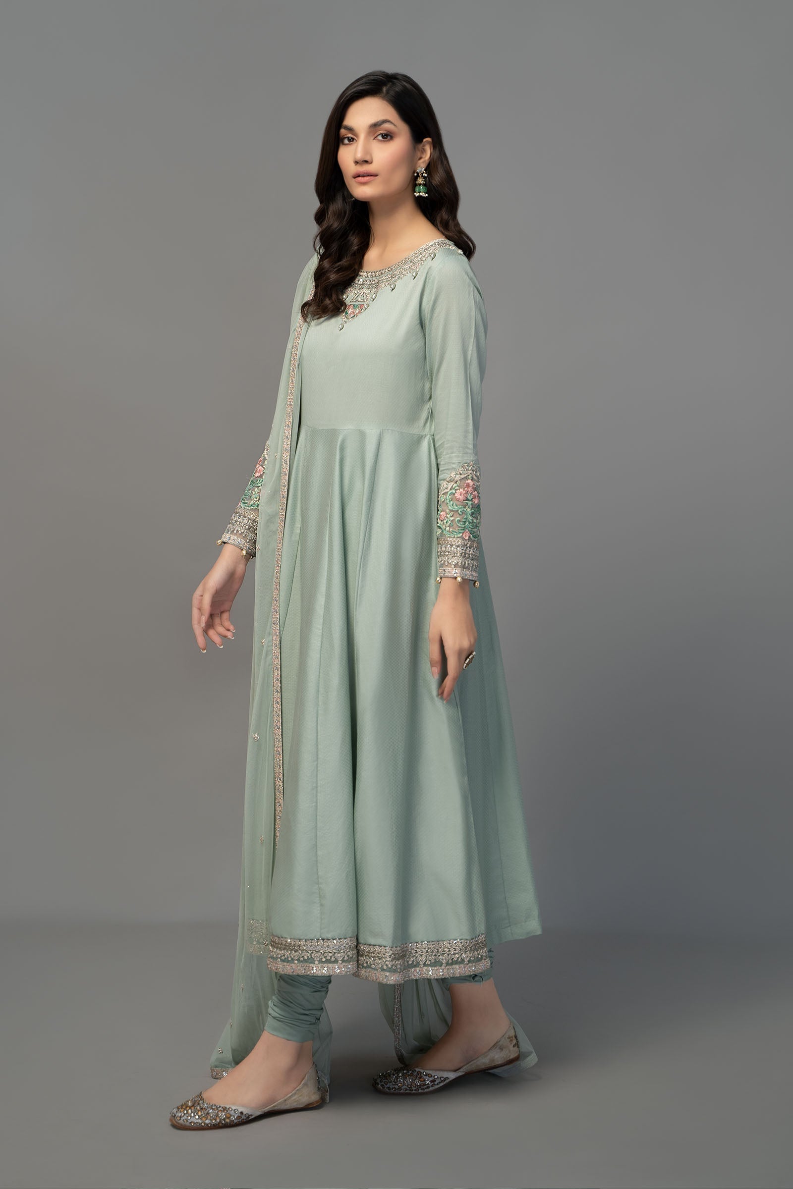 Maria B | Luxury Pret 25 | DW-EF23-38R1 L Aqua Blue Dobby Lawn