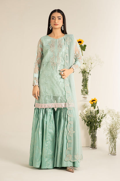 Maria B | Casual Pret 25 | DW-EF25-17 XS Mint Green Organza