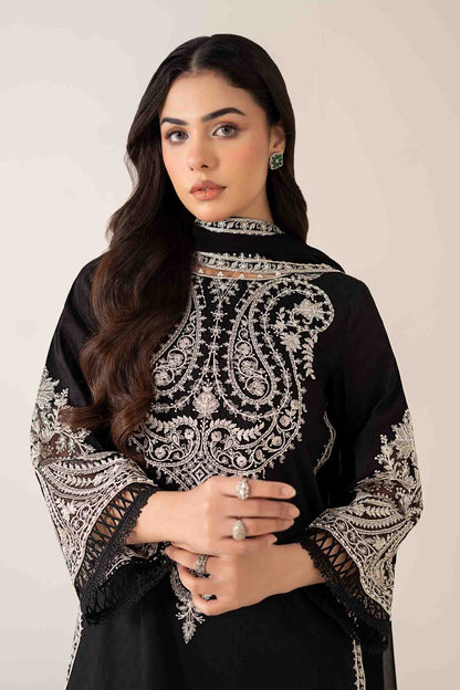 Maria B | Pre Fall Dresses | 3 Piece Embroidered Dobby Suit Black4 - Pakistani Designer Dress - by Maria B - Type : Ladies Clothes - 100% Original at Saira Sultan