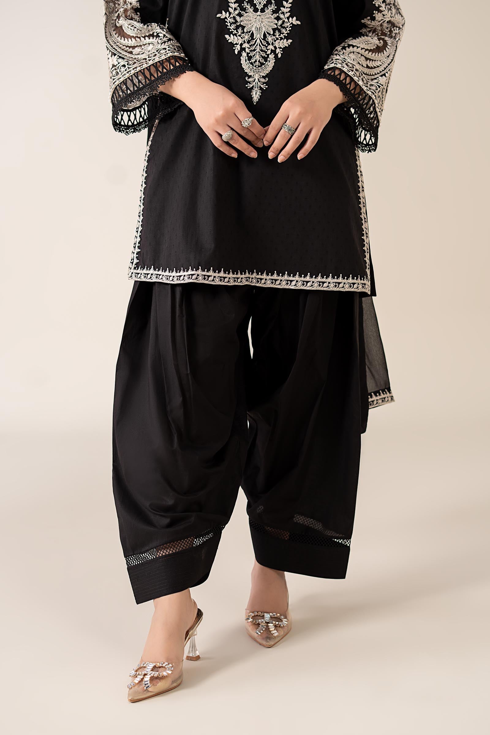 Maria B | Pre Fall Dresses | 3 Piece Embroidered Dobby Suit Black4 - Pakistani Designer Dress - by Maria B - Type : Ladies Clothes - 100% Original at Saira Sultan