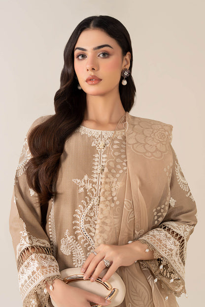 Maria B | Pre Fall Dresses | 3 Piece Embroidered Suit Coffee - Pakistani Designer Dress - by Maria B - Type : Ladies Clothes - 100% Original at Saira Sultan