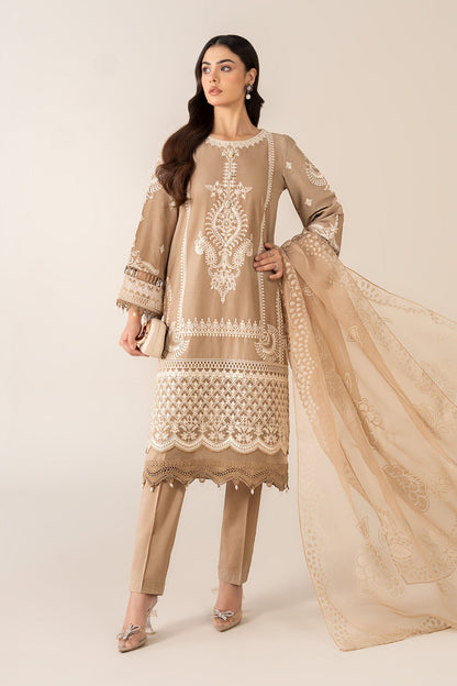 Maria B | Pre Fall Dresses | 3 Piece Embroidered Suit Coffee - Pakistani Designer Dress - by Maria B - Type : Ladies Clothes - 100% Original at Saira Sultan