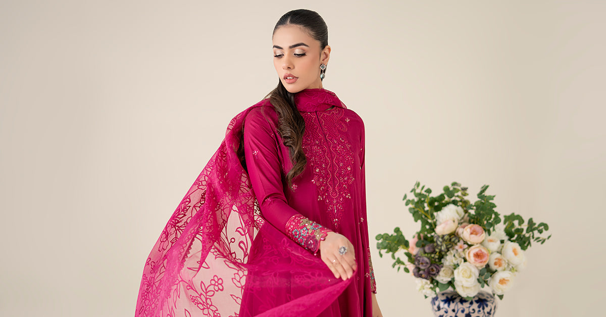Maria B | Luxury Pret 25 | DW-EA25-08 XL Candy Pink Lawn