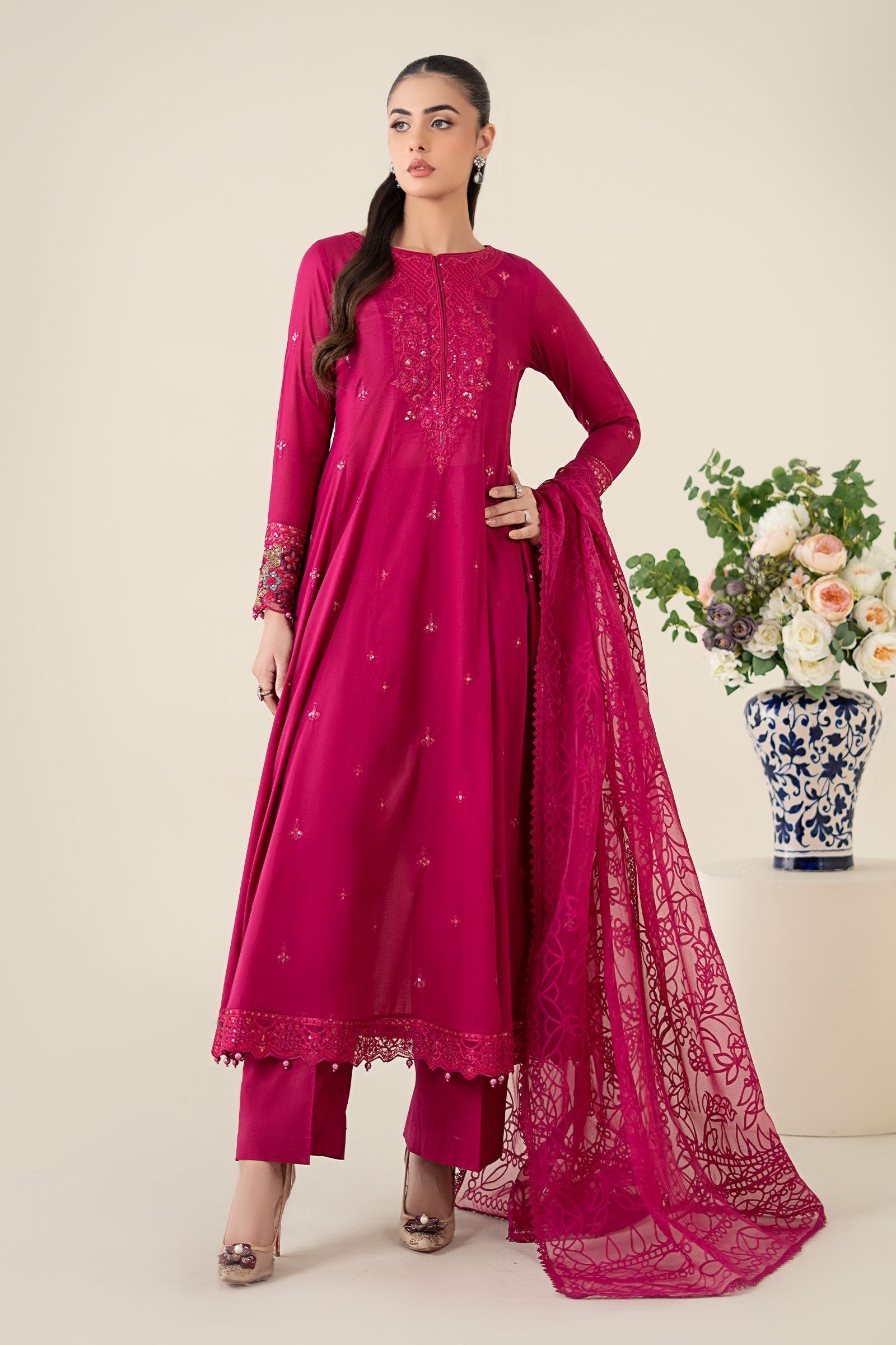 Maria B | Luxury Pret 25 | DW-EA25-08 XS Candy Pink Lawn