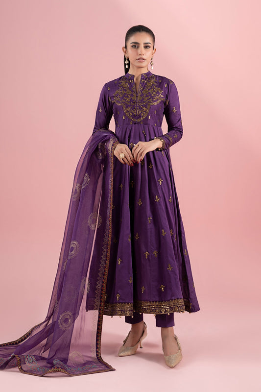 Maria B | Luxury Pret 25 | DW-EA25-12 XS Dark Purple Lawn