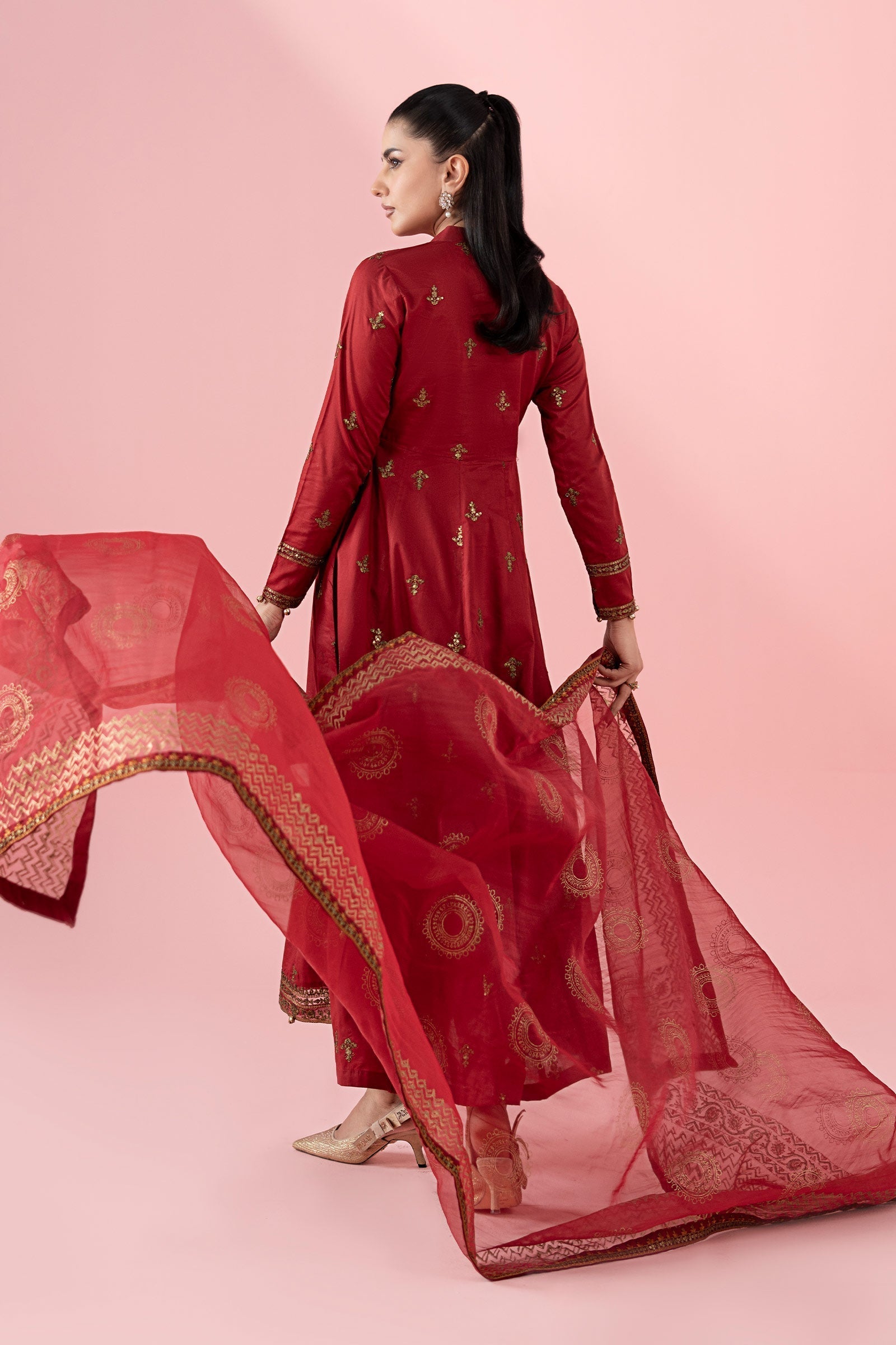 Maria B | Luxury Pret 25 | DW-EA25-12 S Deep Red Lawn