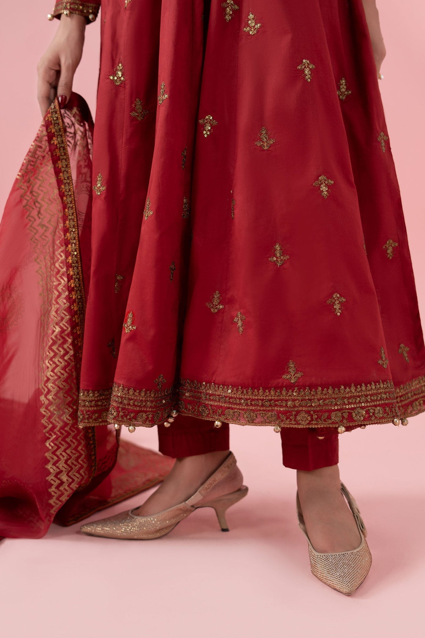 Maria B | Luxury Pret 25 | DW-EA25-12 L Deep Red Lawn