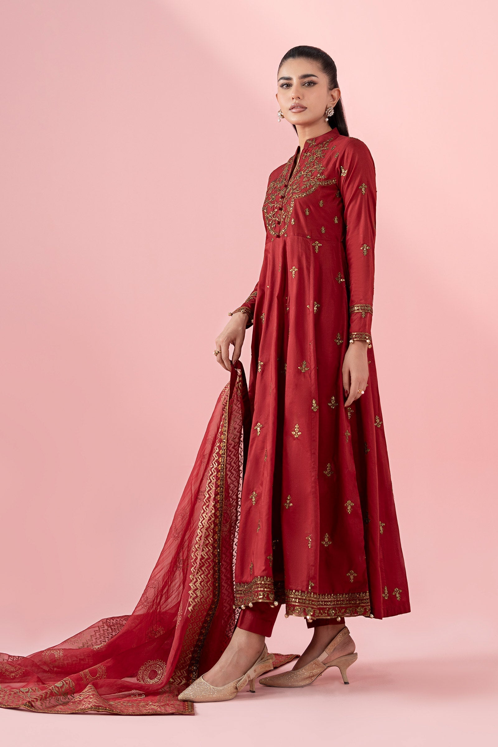 Maria B | Luxury Pret 25 | DW-EA25-12 M Deep Red Lawn