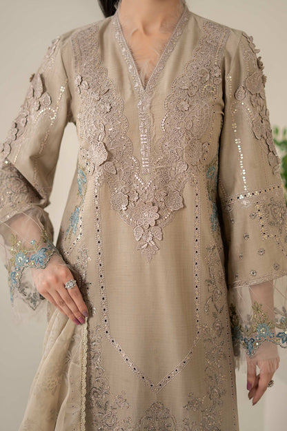 Maria B | Luxury Pret 25 | DW-EA25-16 XL Pale Brown Dobby