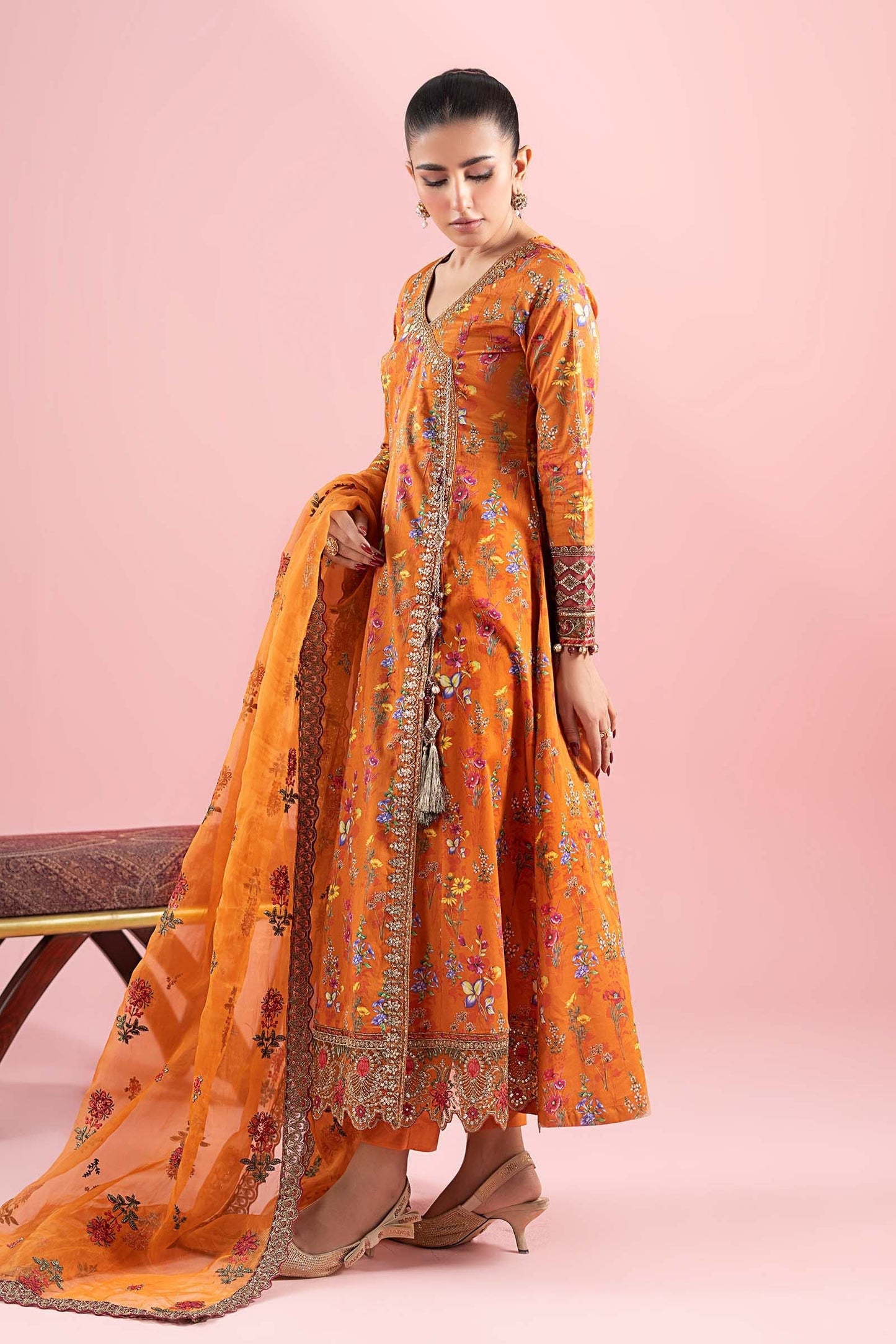 Maria B | Luxury Pret 25 | DW-EA25-17 M Lawn Orange