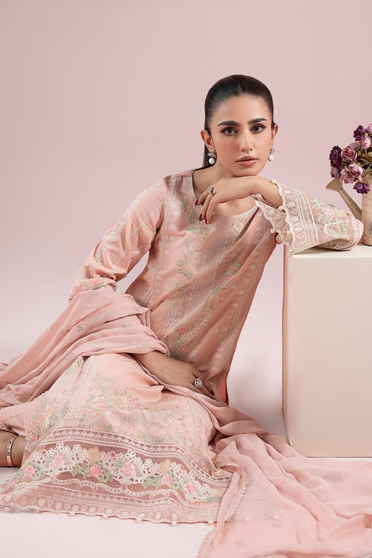 Maria B | Luxury Pret 25 | DW-EA25-25 XL Light Pink Dobby