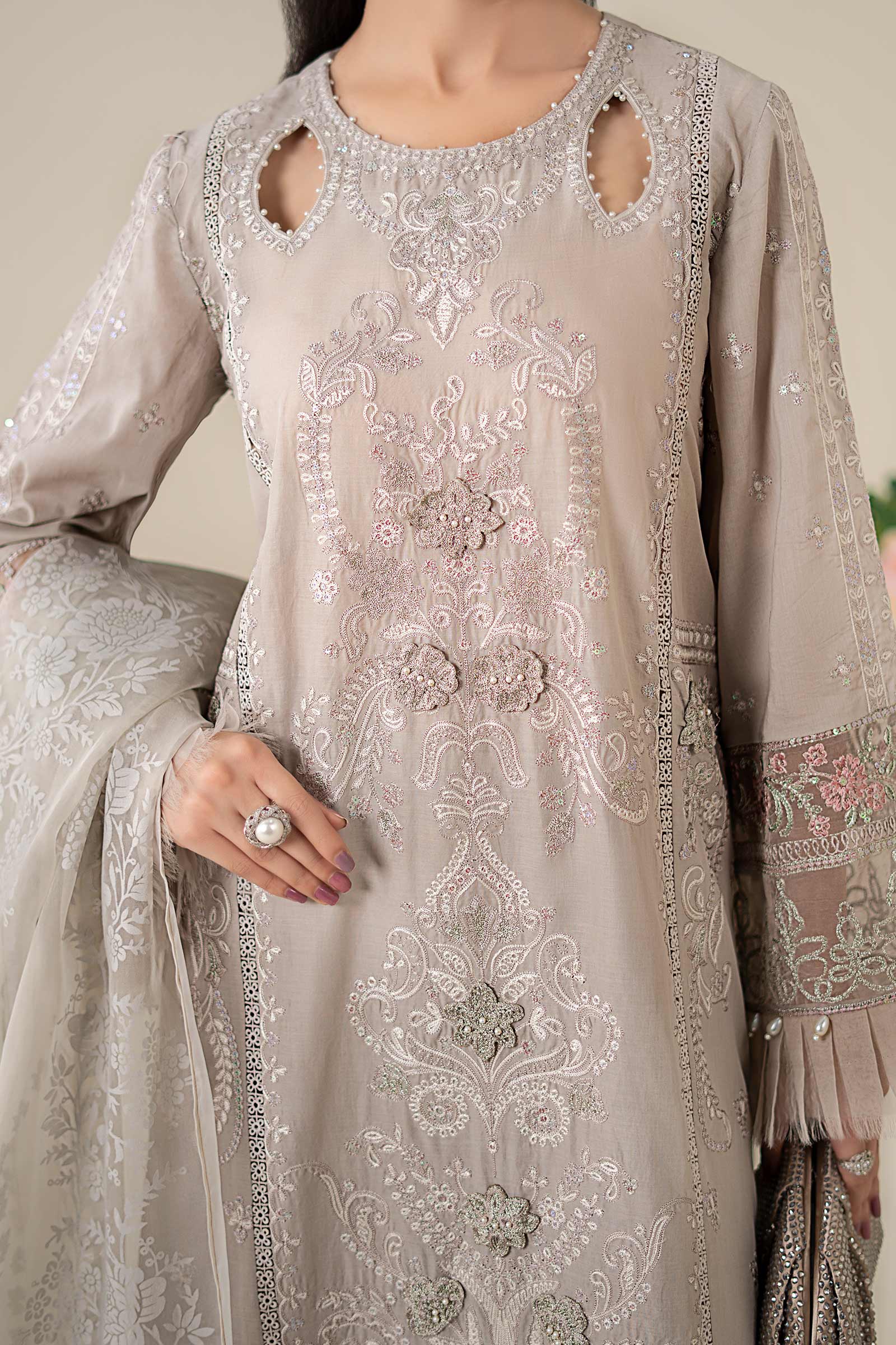 Maria B | Luxury Pret 25 | DW-EA25-57 L Pastel Gray Lawn