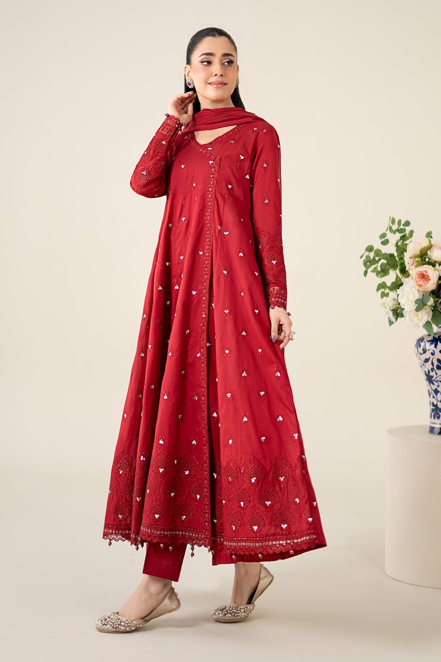 Maria B | Luxury Pret 25 | DW-EA25-61 L Red Lawn