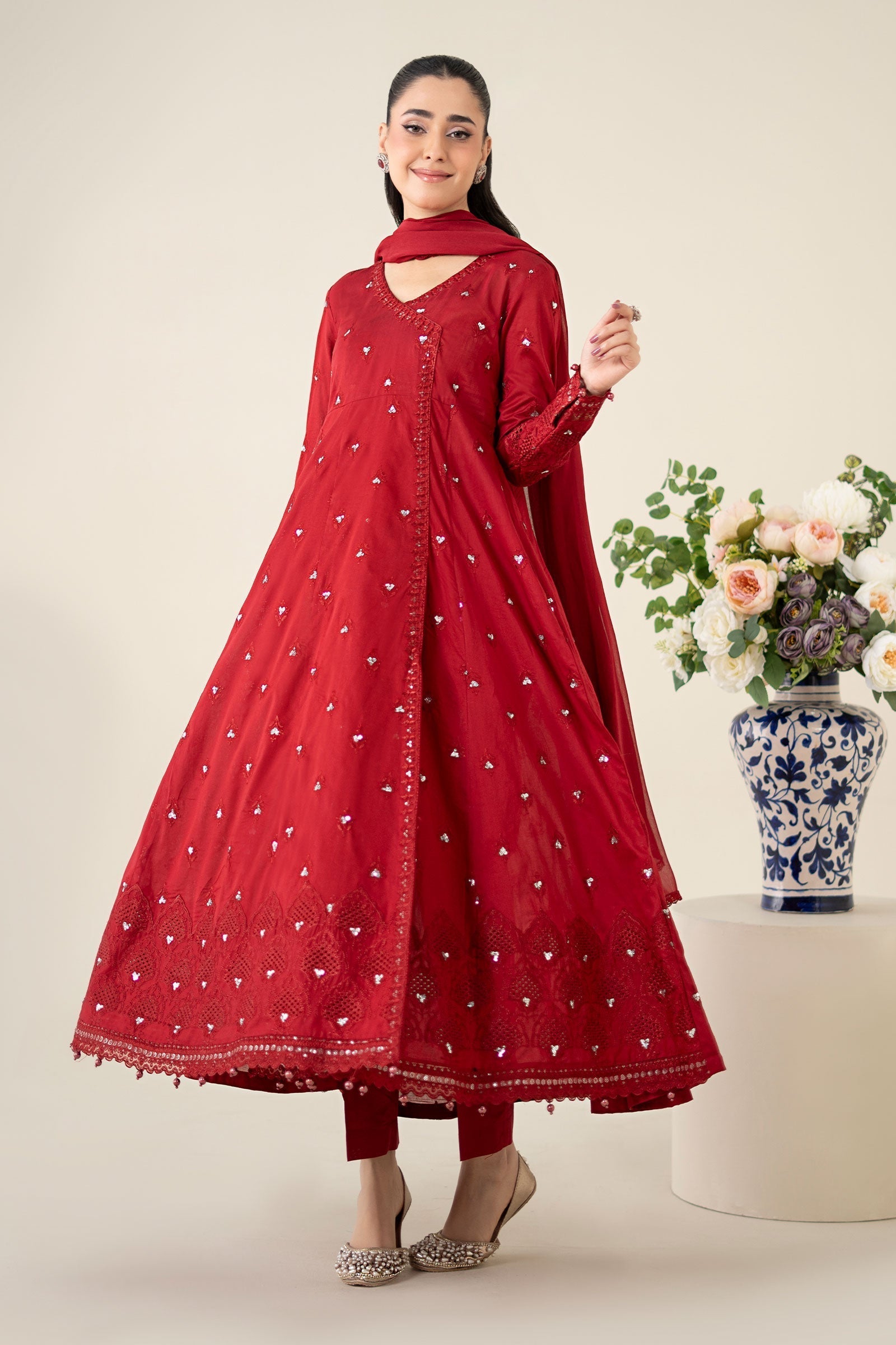 Maria B | Luxury Pret 25 | DW-EA25-61 M Red Lawn