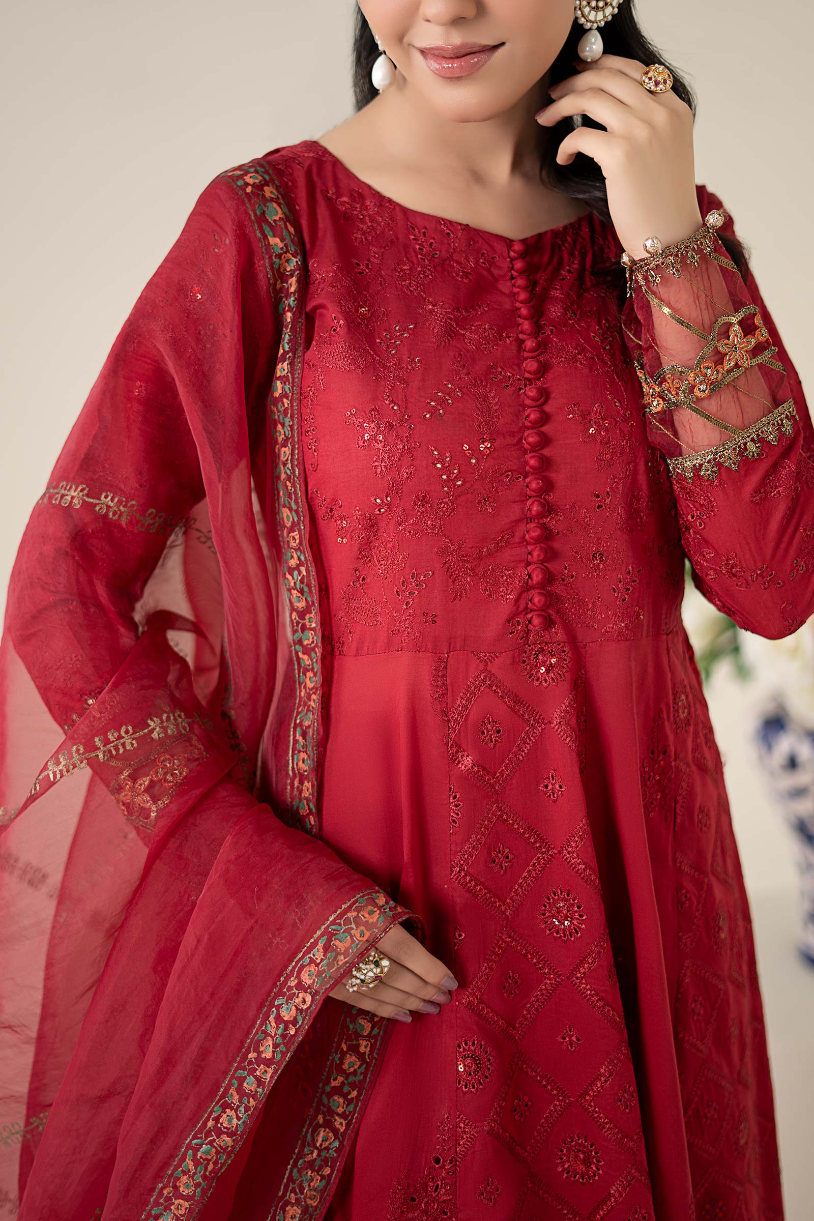 Maria B | Luxury Pret 25 | DW-EA25-65 M Maroon Lawn