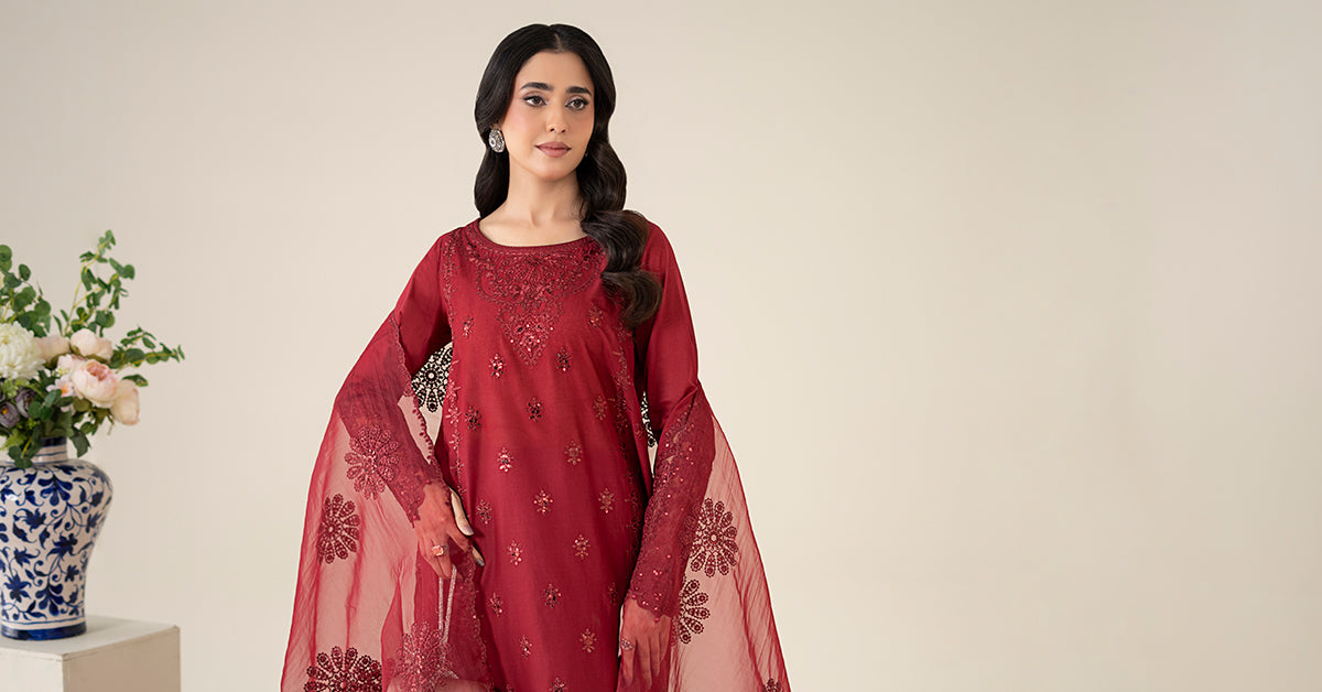 Maria B | Luxury Pret 25 | DW-EA25-68 L Red Lawn