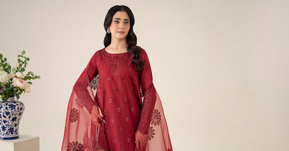 Maria B | Luxury Pret 25 | DW-EA25-68 L Red Lawn