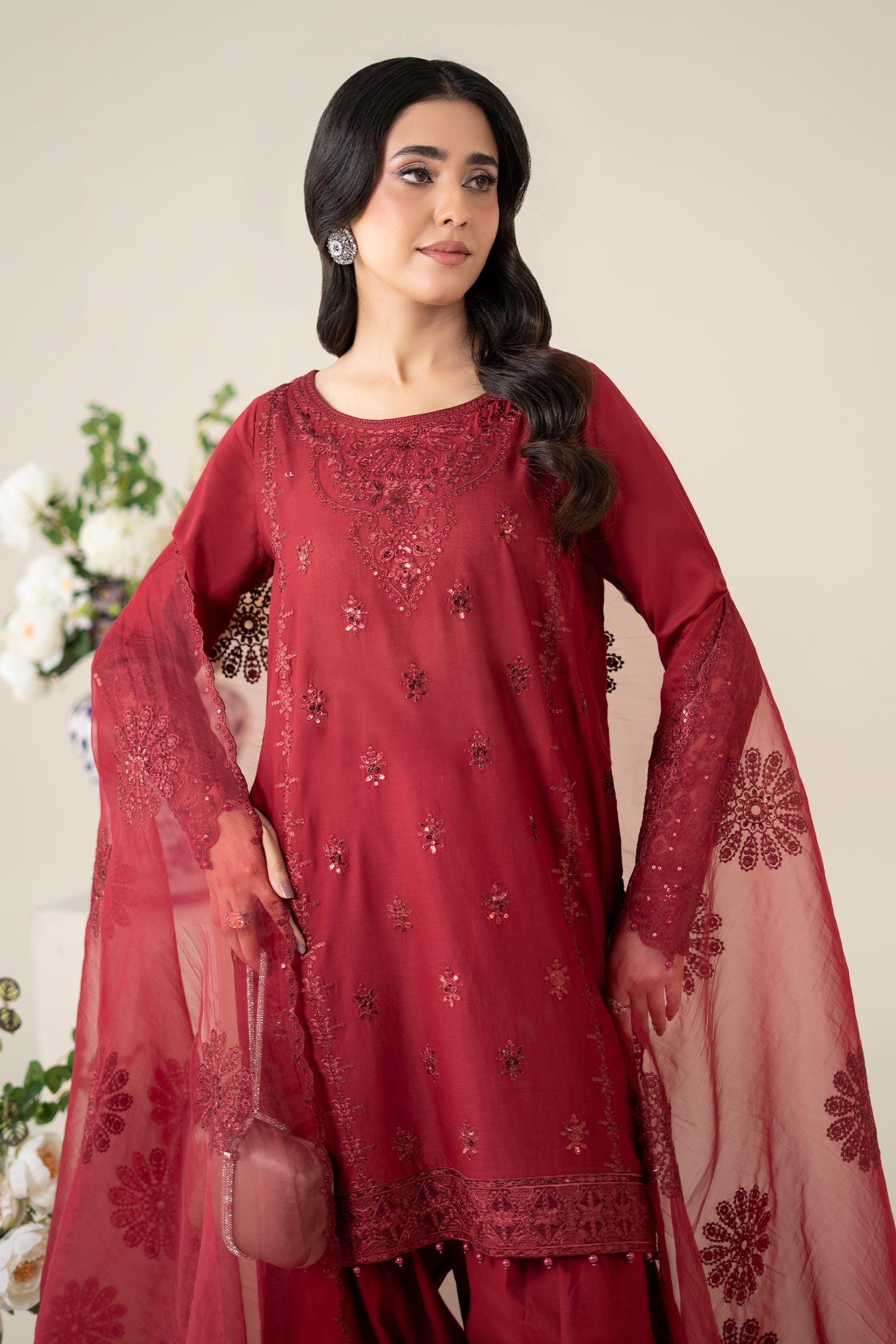 Maria B | Luxury Pret 25 | DW-EA25-68 M Red Lawn