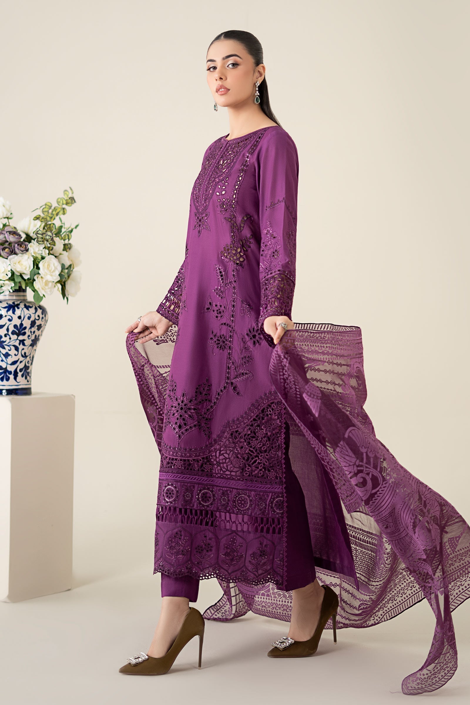 Maria B | Luxury Pret 25 | DW-EA25-74 M Dark Purple Lawn