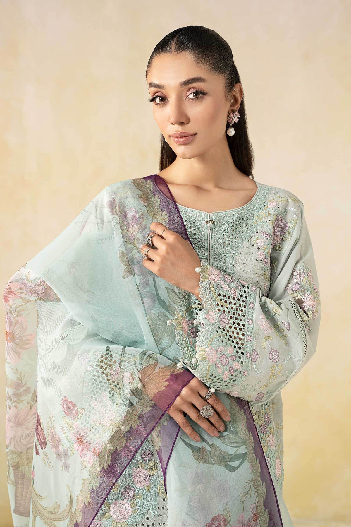 Maria B | Formal Wears | DW-EF25-04 M Ice Blue Lawn