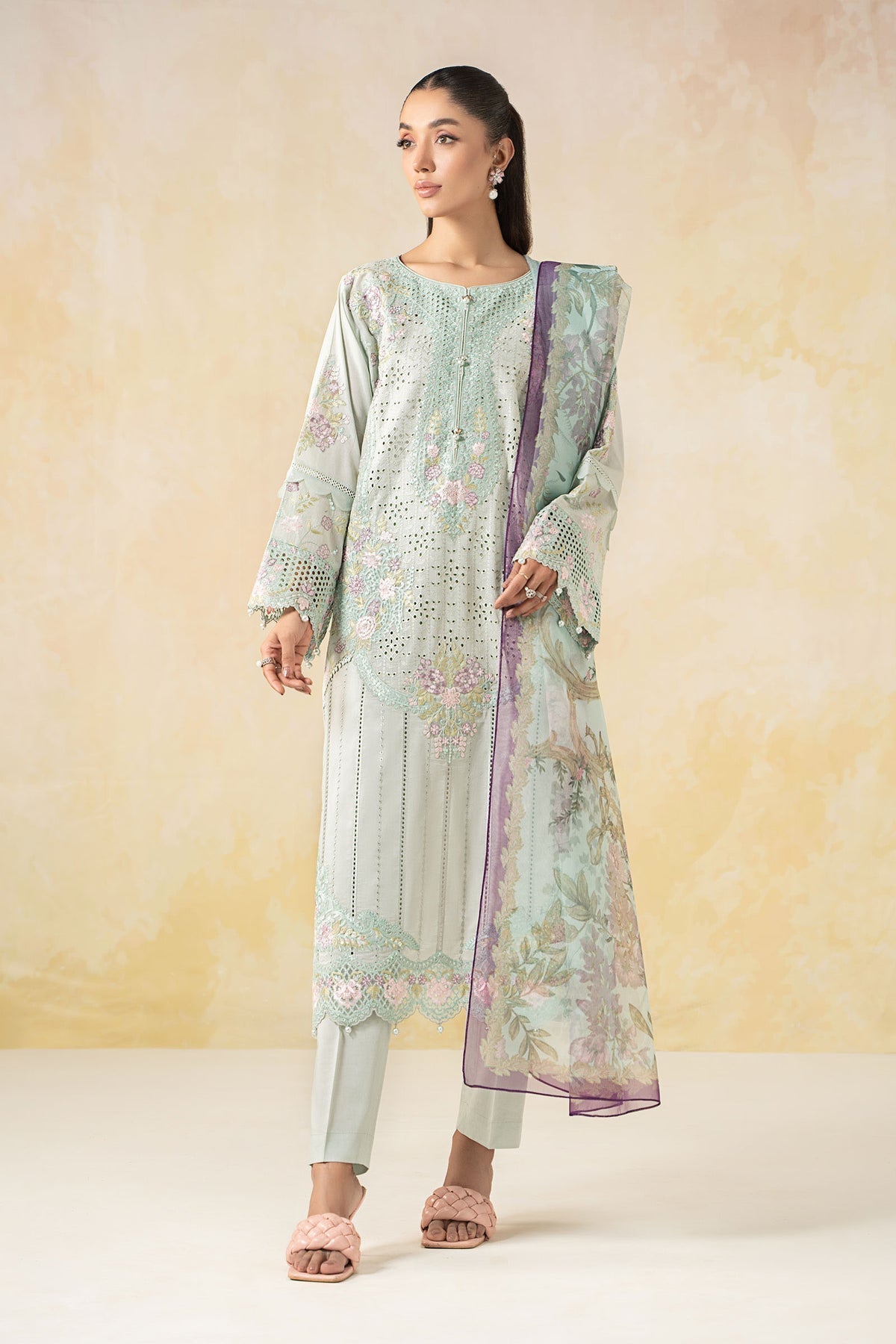 Maria B | Formal Wears | DW-EF25-04 XS Ice Blue Lawn