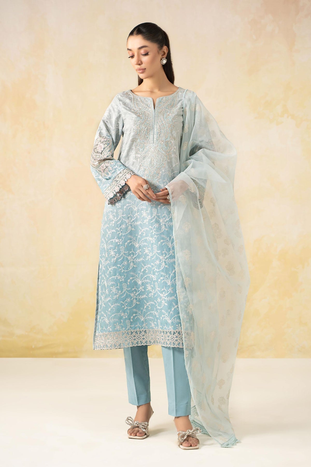 Maria B | Formal Wears | DW-EF25-13 XS Light Blue Lawn