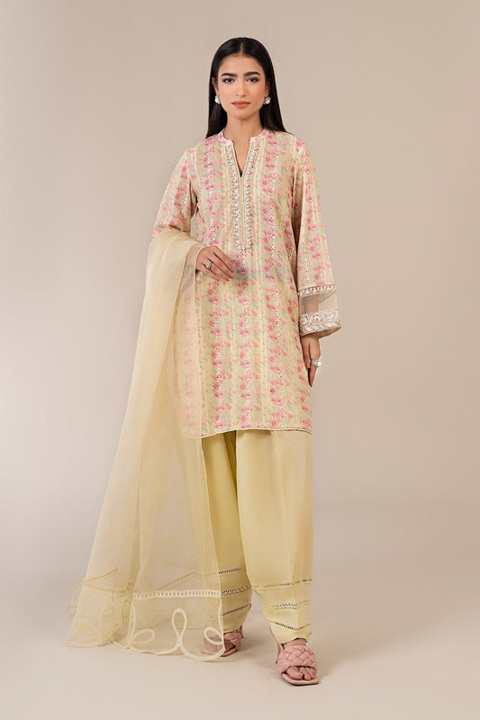 Maria B | Luxury Pret 25 | DW-EF25-18 XS Pastel Yellow Lawn