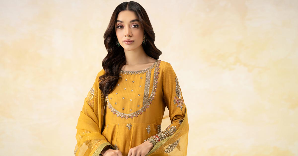 Maria B | Formal Wears | DW-EF25-68 XL Mustard Lawn