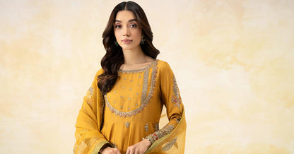 Maria B | Formal Wears | DW-EF25-68 XL Mustard Lawn