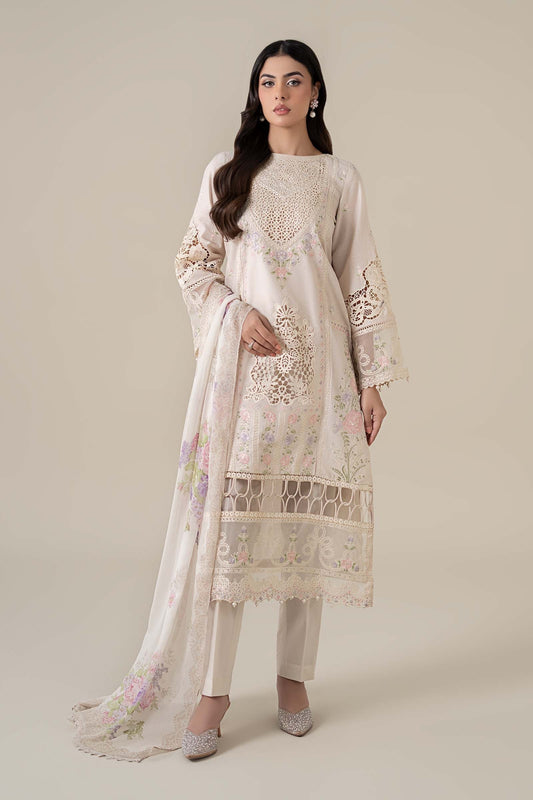 Maria B | Luxury Pret 25 | DW-EF25-35 XS Ivory Dobby Lawn