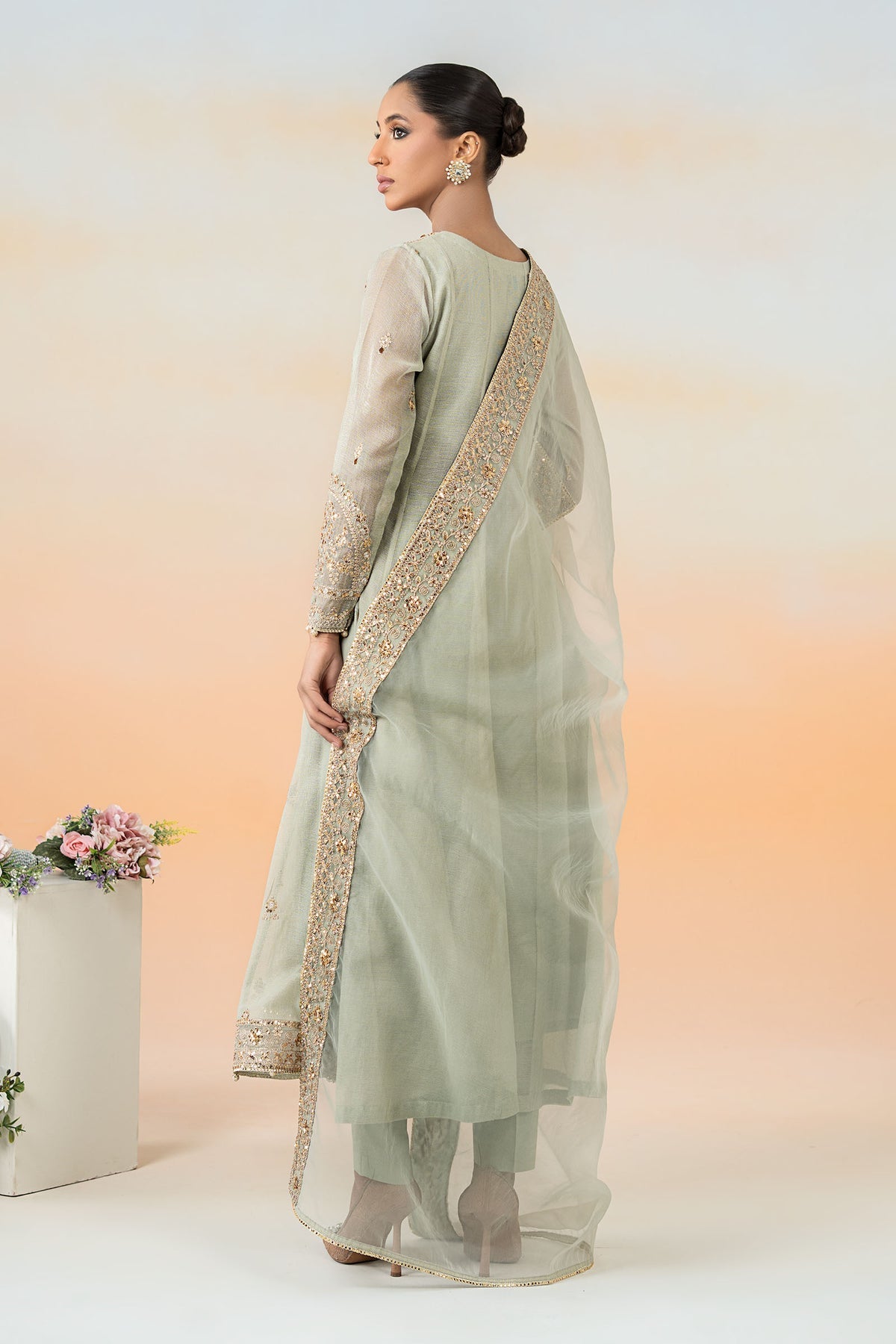 Maria B | Formal Wears | DW-EF25-88 S Mint Green Cotton Net