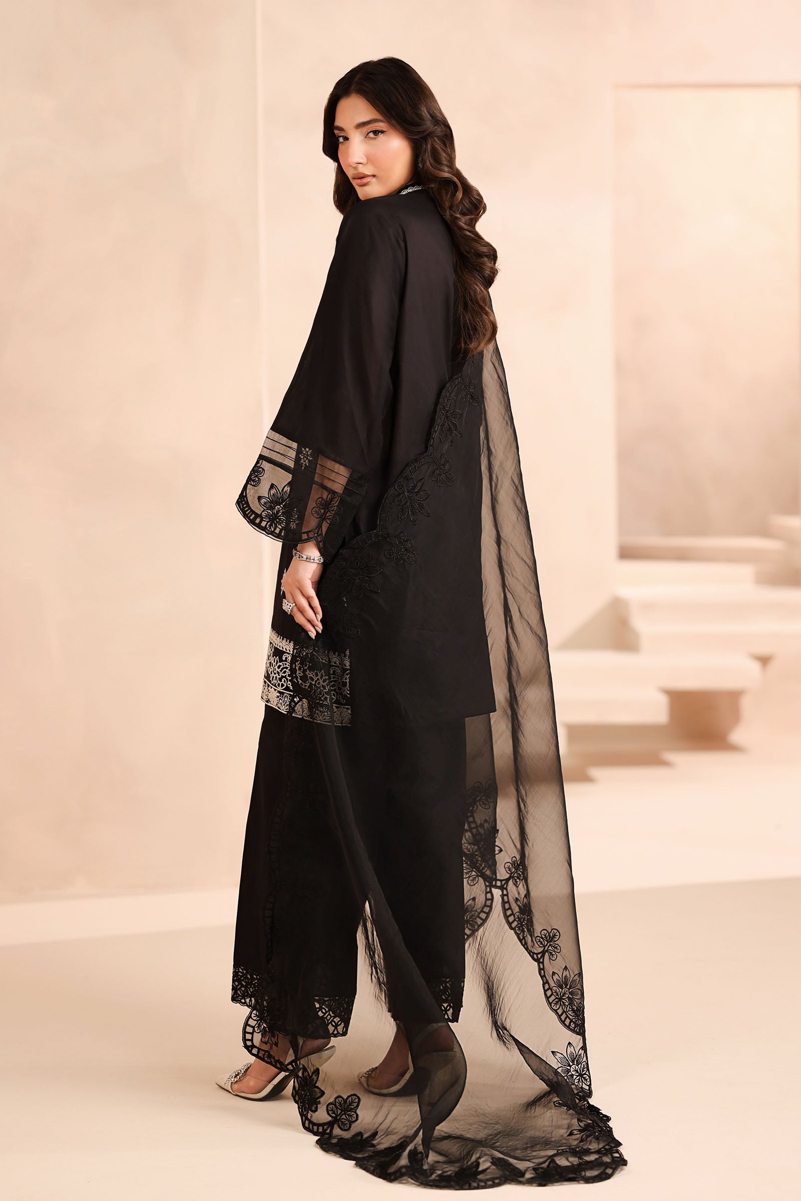 Maria B | Pre Fall Dresses | 3 Piece Embroidered Lawn Suit Black - Pakistani Designer Dress - by Maria B - Type : Ladies Clothes - 100% Original at Saira Sultan