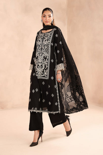 Maria B | Pre Fall Dresses | 3 Piece Embroidered Dobby Suit Black - Pakistani Designer Dress - by Maria B - Type : Ladies Clothes - 100% Original at Saira Sultan