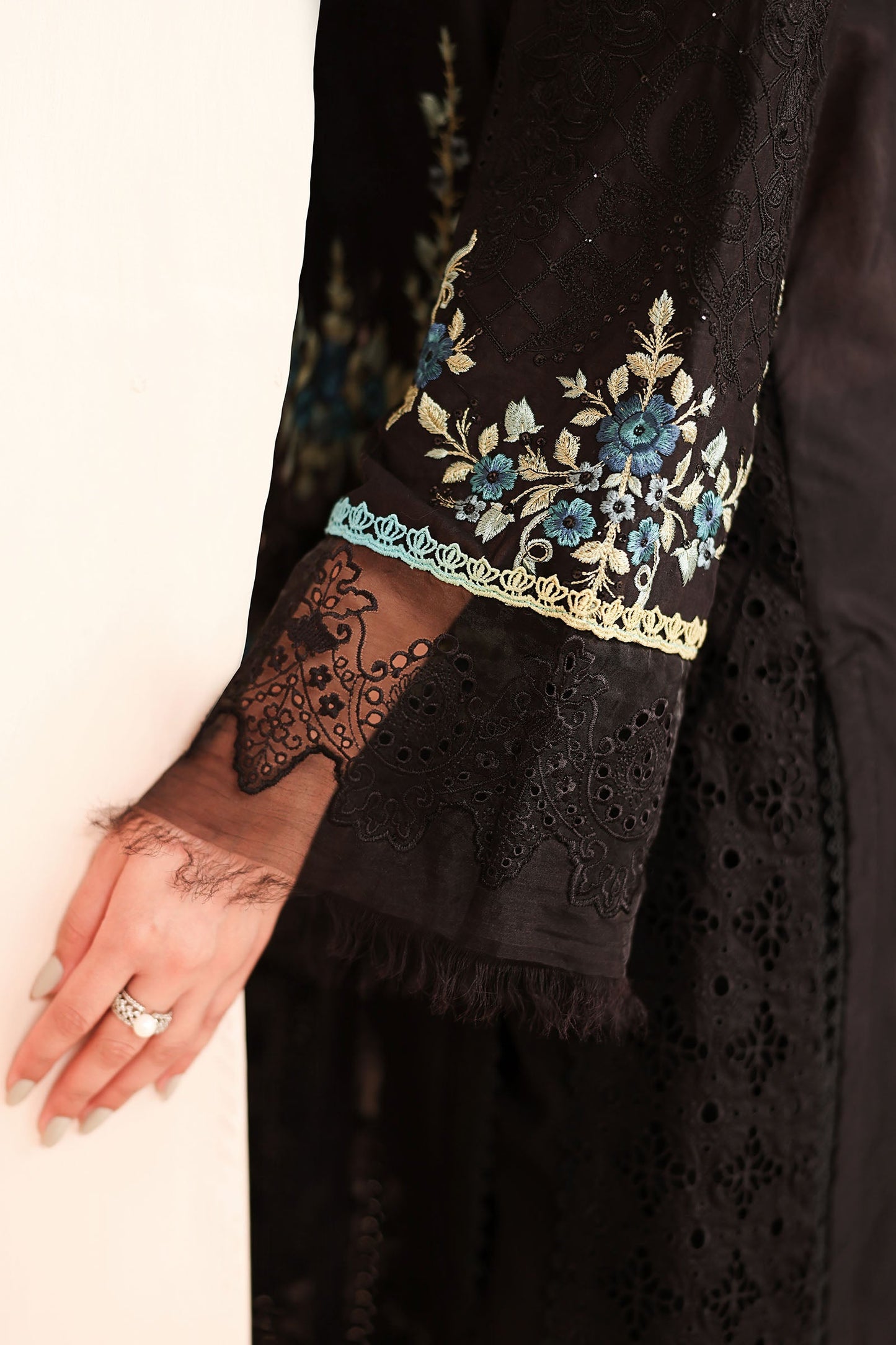 Maria B | Pre Fall Dresses | 3 Piece Embroidered Lawn Suit Black - Pakistani Designer Dress - by Maria B - Type : Ladies Clothes - 100% Original at Saira Sultan