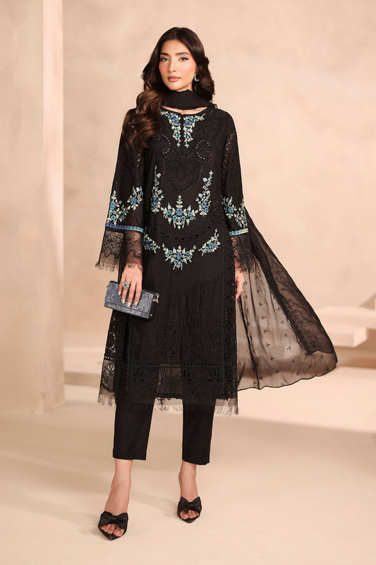 Maria B | Pre Fall Dresses | 3 Piece Embroidered Lawn Suit Black - Pakistani Designer Dress - by Maria B - Type : Ladies Clothes - 100% Original at Saira Sultan