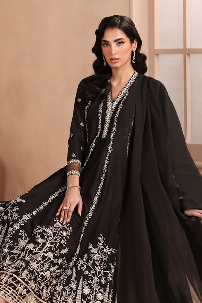 Maria B | Pre Fall Dresses | 3 Piece Embroidered Dobby Suit Black1 - Pakistani Designer Dress - by Maria B - Type : Ladies Clothes - 100% Original at Saira Sultan