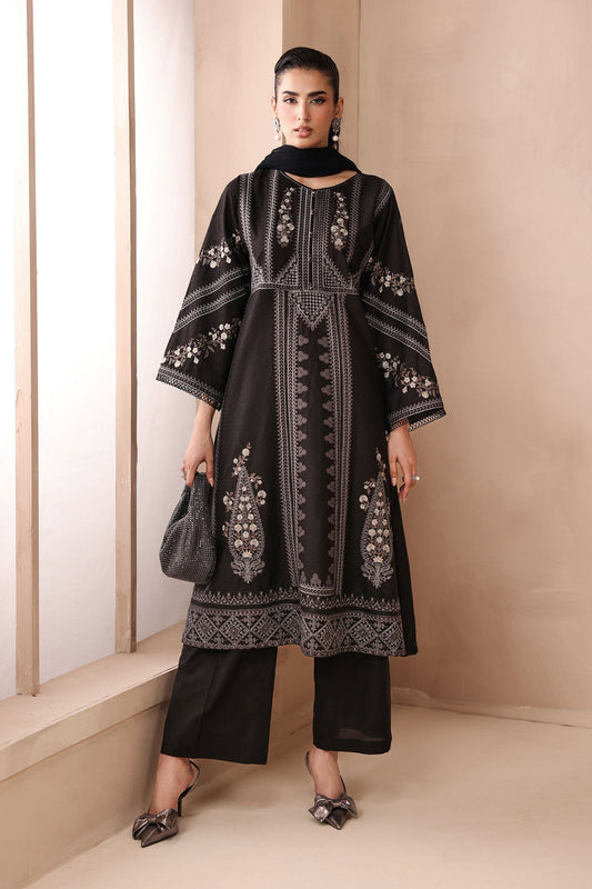 Maria B | Pre Fall Dresses | 3 Piece Embroidered Dobby Suit Black2 - Pakistani Designer Dress - by Maria B - Type : Ladies Clothes - 100% Original at Saira Sultan