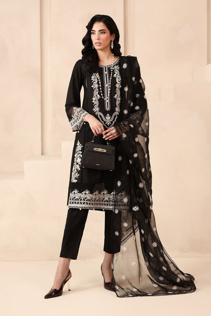 Maria B | Pre Fall Dresses | 3 Piece Embroidered Dobby Suit Black3 - Pakistani Designer Dress - by Maria B - Type : Ladies Clothes - 100% Original at Saira Sultan