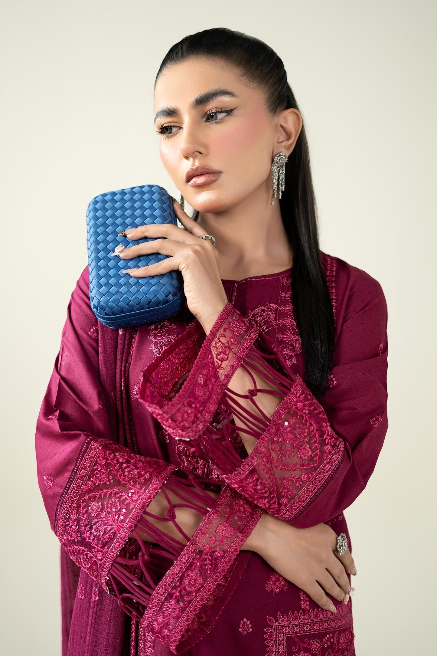 Maria B | Pre Fall Dresses | 3 Piece Embroidered Dobby Suit PP - Pakistani Designer Dress - by Maria B - Type : Ladies Clothes - 100% Original at Saira Sultan
