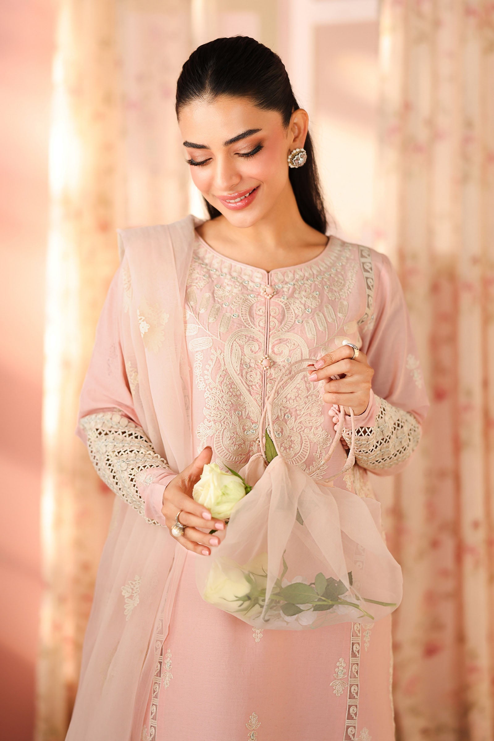 Maria B | Pre Fall Dresses | 3 Piece Embroidered Dobby Suit DD - Pakistani Designer Dress - by Maria B - Type : Ladies Clothes - 100% Original at Saira Sultan
