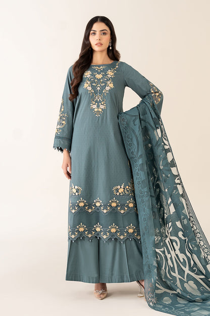 Maria B | Pre Fall Dresses | 3 Piece Embroidered Dobby Suit Teal - Pakistani Designer Dress - by Maria B - Type : Ladies Clothes - 100% Original at Saira Sultan