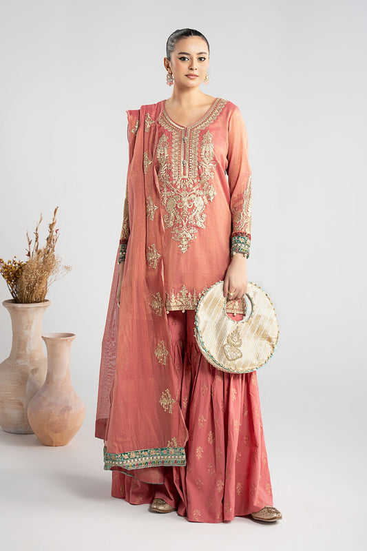 Maria B | Pre Fall Dresses | 3 Piece Embroidered Masoori Suit ZD - Pakistani Designer Dress - by Maria B - Type : Ladies Clothes - 100% Original at Saira Sultan
