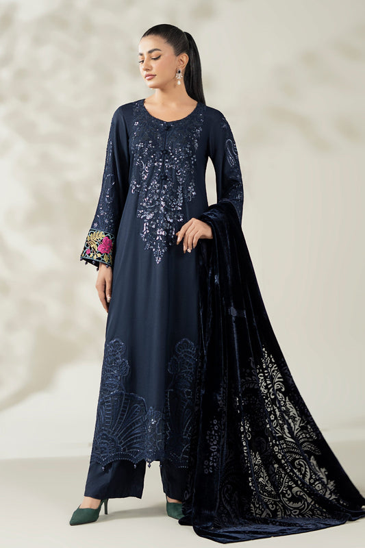 Maria B | Pre Fall Dresses | 3 Piece Embroidered Linen Suit VV - Pakistani Designer Dress - by Maria B - Type : Ladies Clothes - 100% Original at Saira Sultan