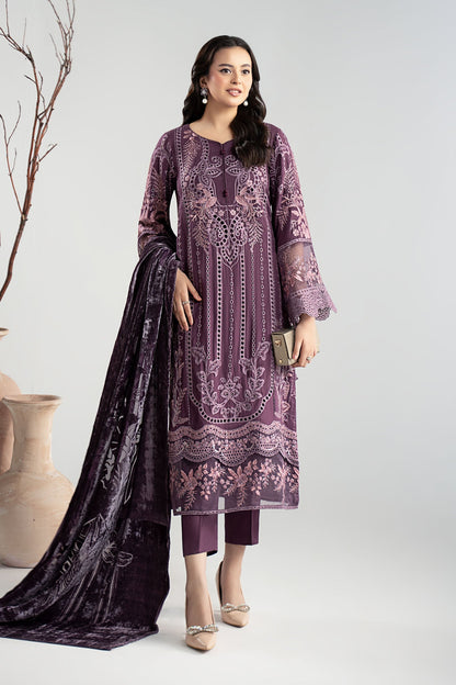 Maria B | Pre Fall Dresses | 3 Piece Embroidered Linen Suit ZD - Pakistani Designer Dress - by Maria B - Type : Ladies Clothes - 100% Original at Saira Sultan