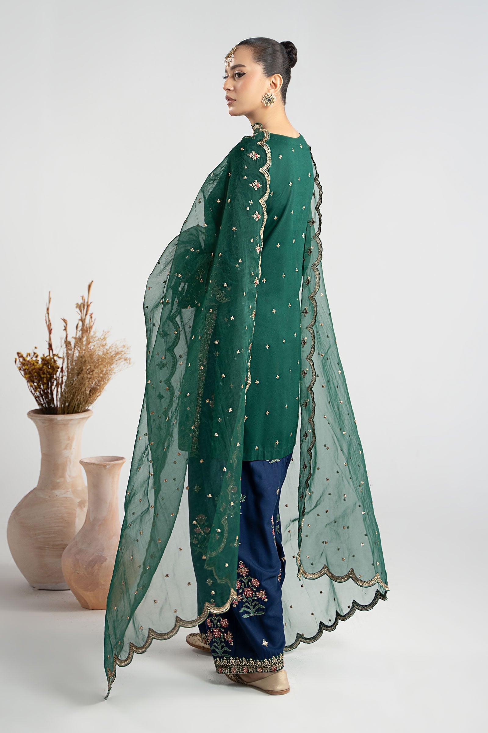 Maria B | Pre Fall Dresses | 3 Piece Embroidered Linen Suit ZC - Pakistani Designer Dress - by Maria B - Type : Ladies Clothes - 100% Original at Saira Sultan