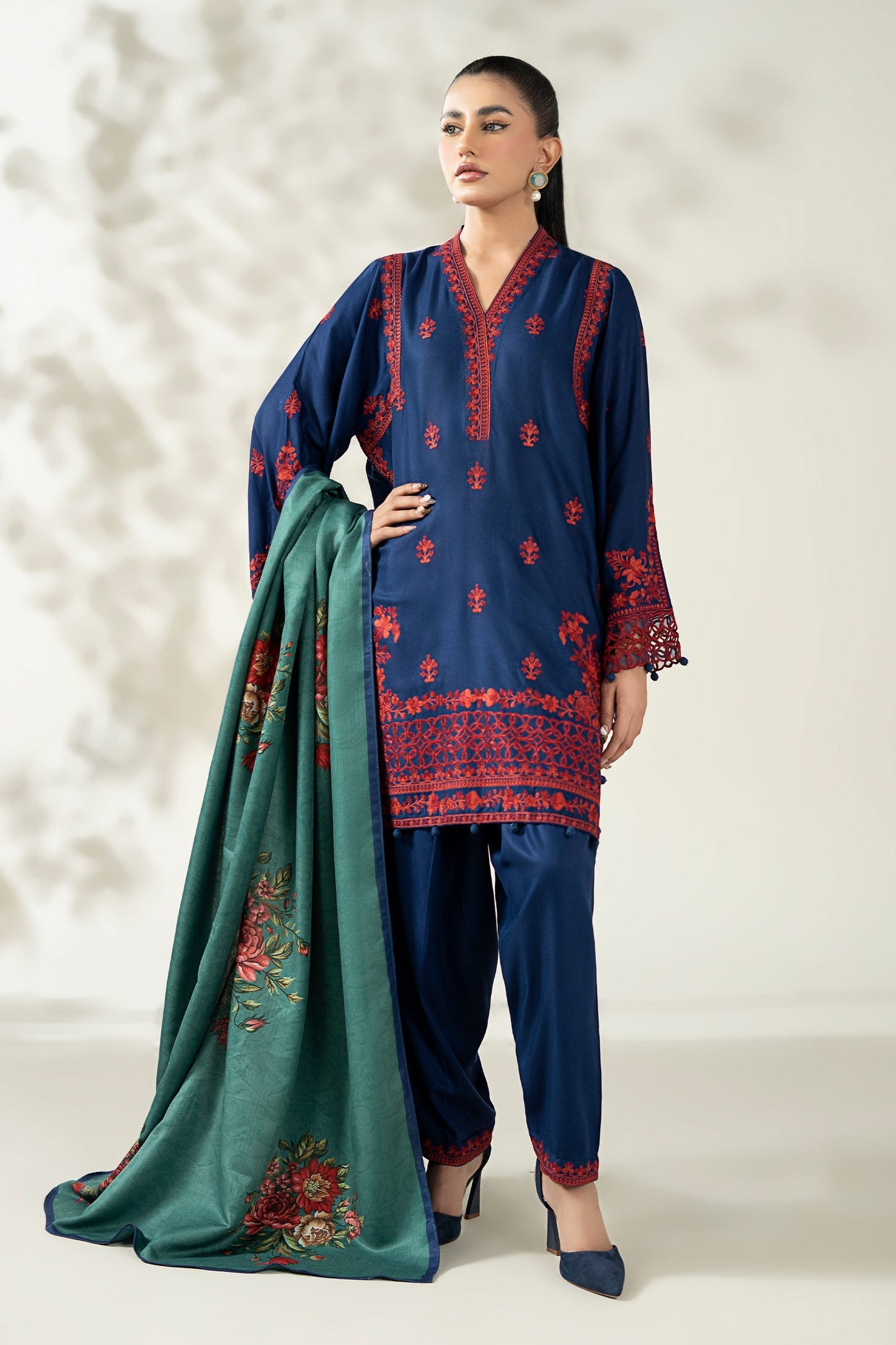 Maria B | Pre Fall Dresses | 3 Piece Embroidered Marina Suit WW - Pakistani Designer Dress - by Maria B - Type : Ladies Clothes - 100% Original at Saira Sultan
