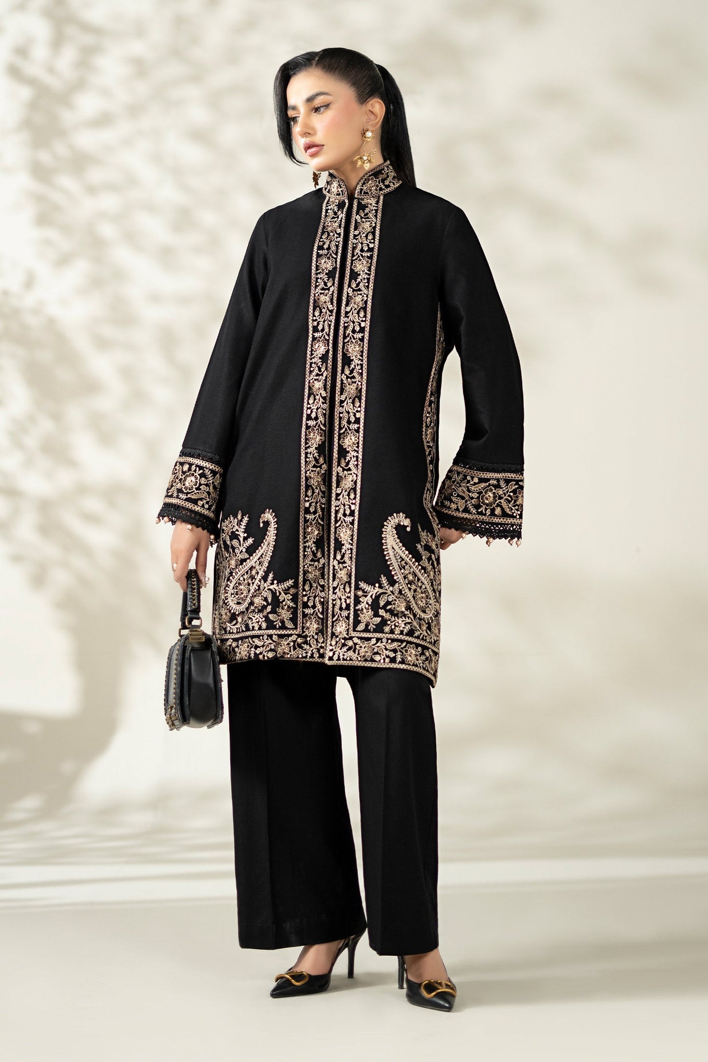 Maria B | Pre Fall Dresses | 3 Piece Embroidered Khaddar Suit YY - Pakistani Designer Dress - by Maria B - Type : Ladies Clothes - 100% Original at Saira Sultan